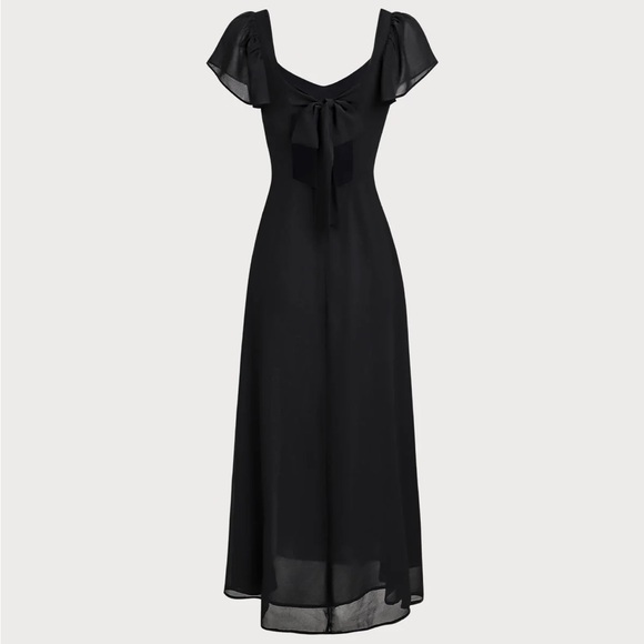 Black Sweetheart Neck Chiffon Maxi Dress - Picture 7 of 8